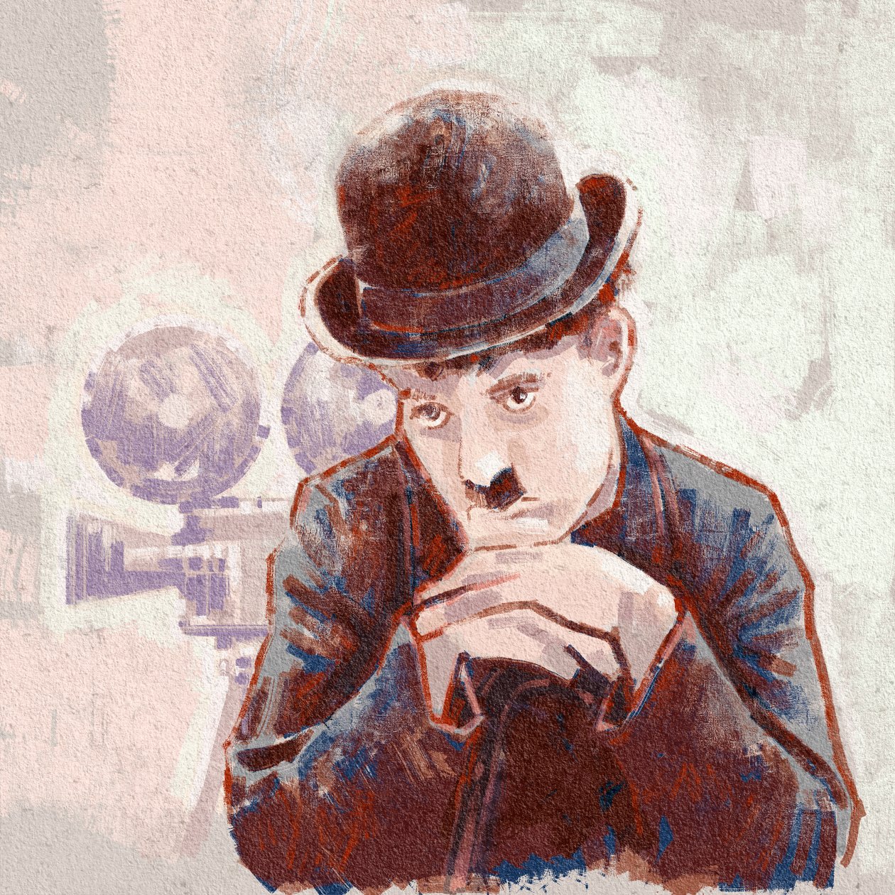Porträtt av skådespelaren och regissören Charlie Chaplin (illustration) av Alessandro Lonati