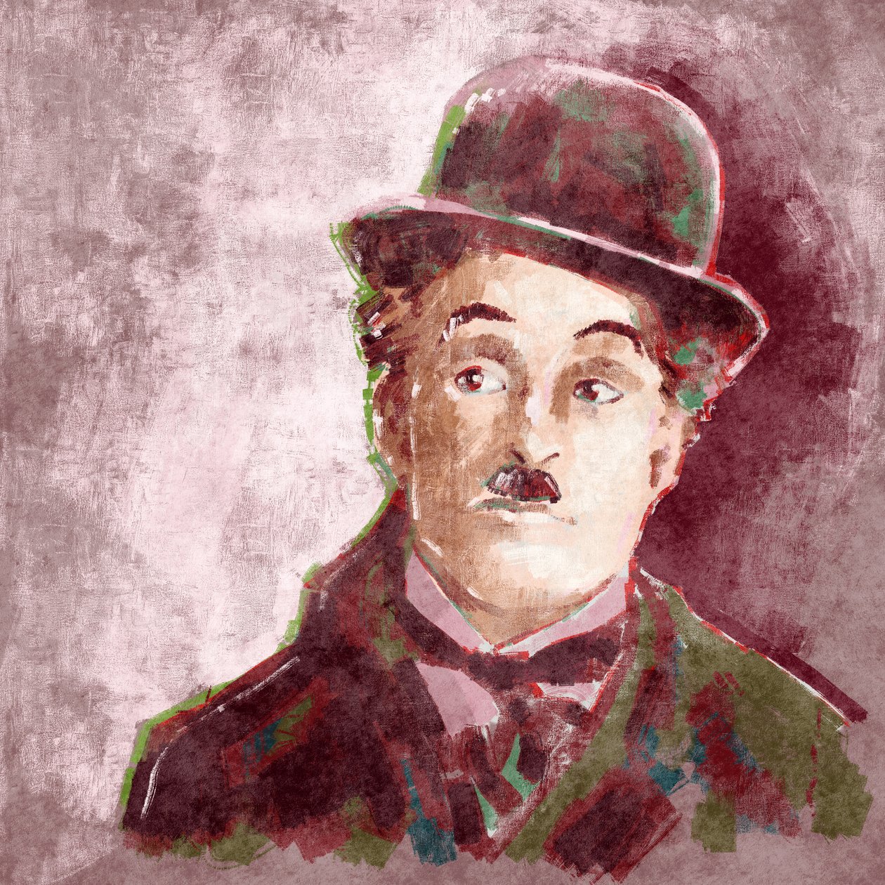 Porträtt av skådespelaren och regissören Charlie Chaplin (illustration) av Alessandro Lonati