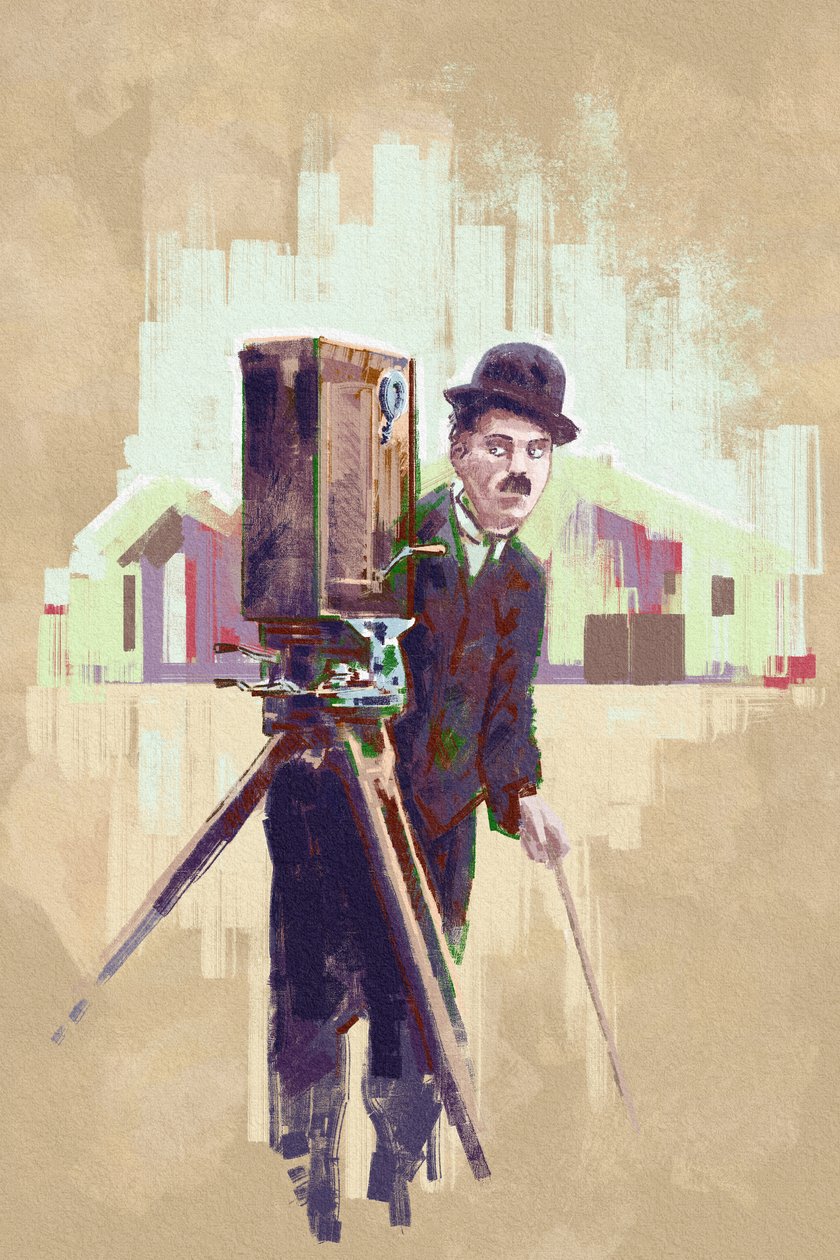 Porträtt av skådespelaren och regissören Charlie Chaplin (illustration) av Alessandro Lonati