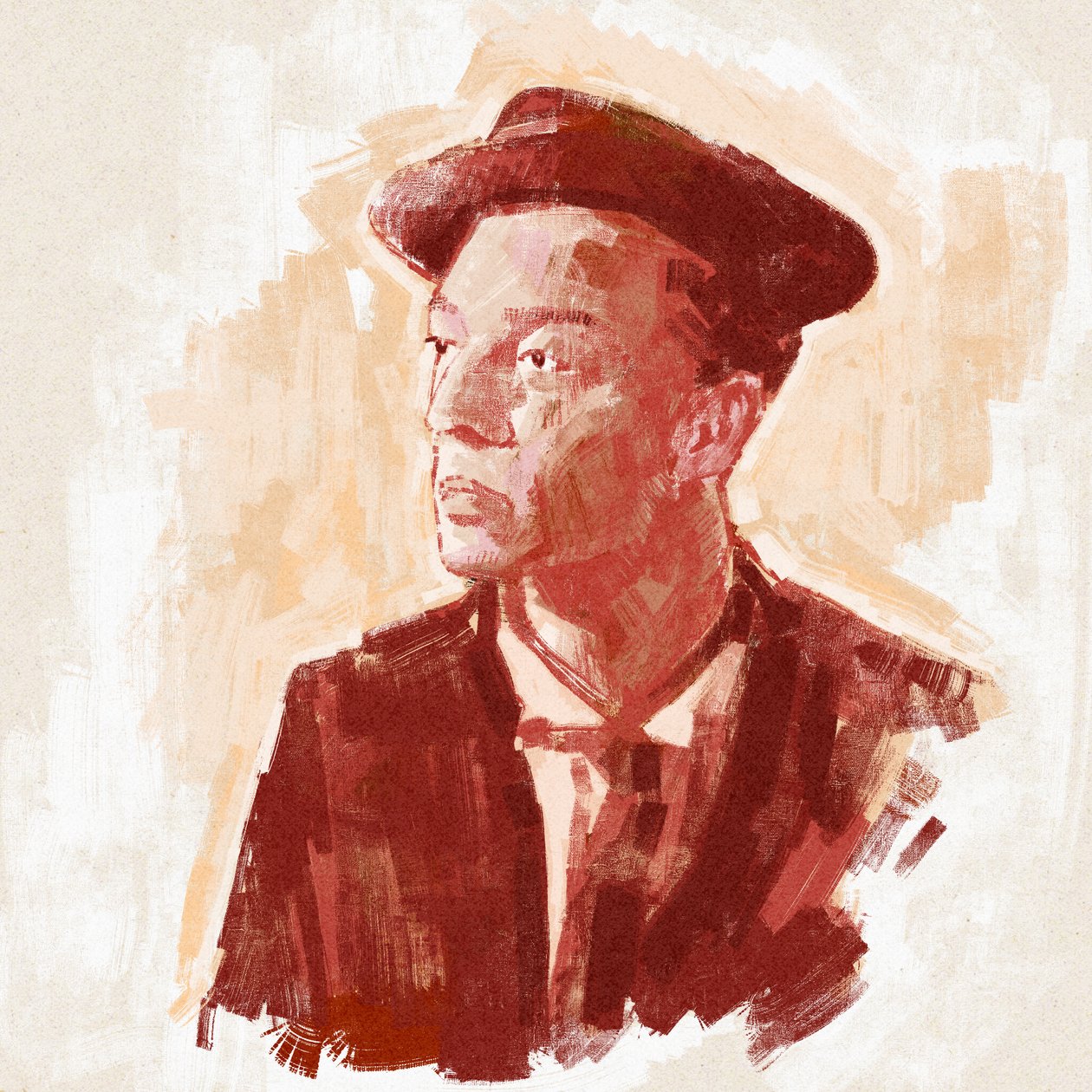 Porträtt av regissören och skådespelaren Buster Keaton (illustration) av Alessandro Lonati