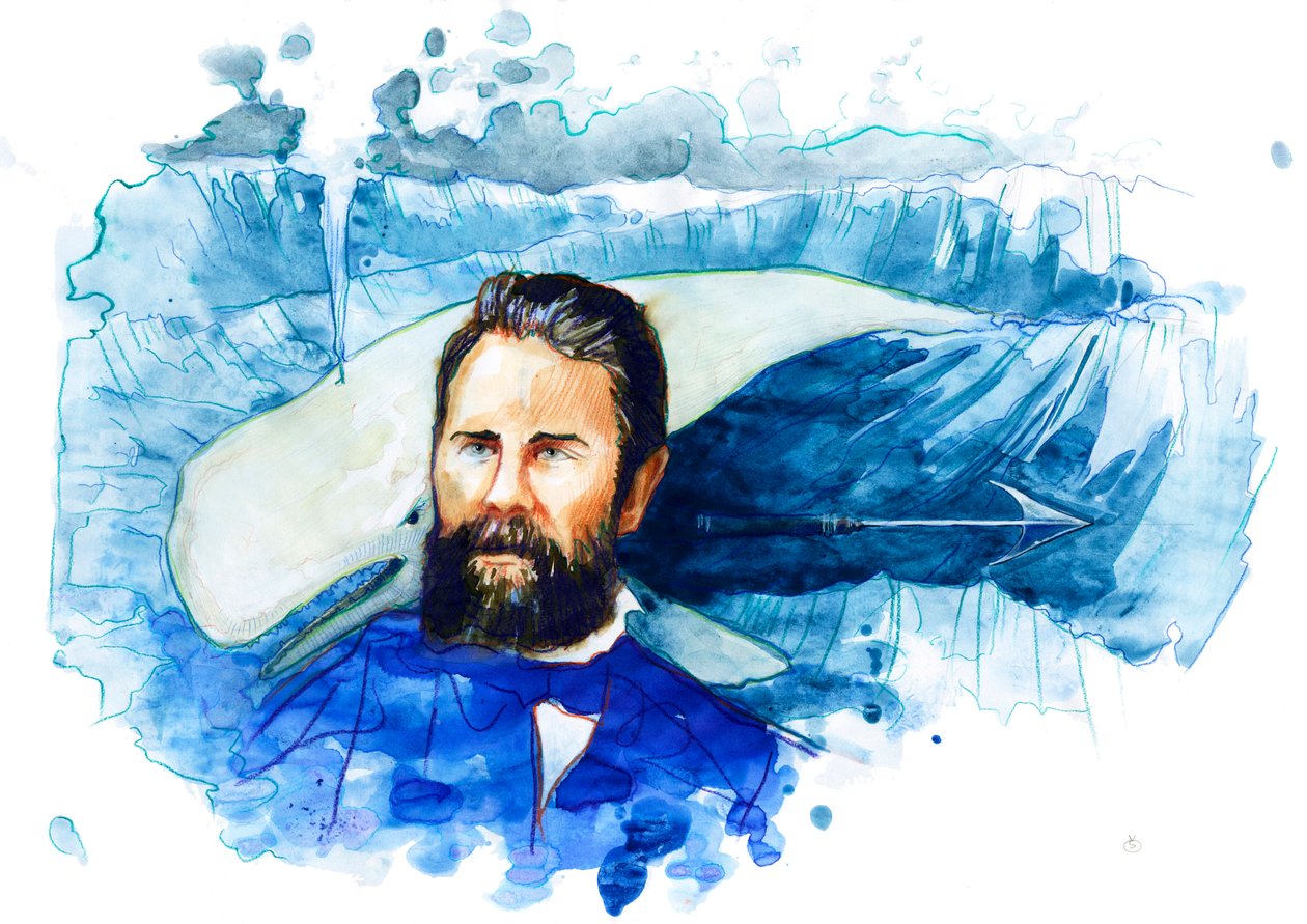 Porträtt av den amerikanske författaren Herman Melville (1819-1891) (Porträtt av den amerikanske romanförfattaren Herman Melville) av Alessandro Lonati