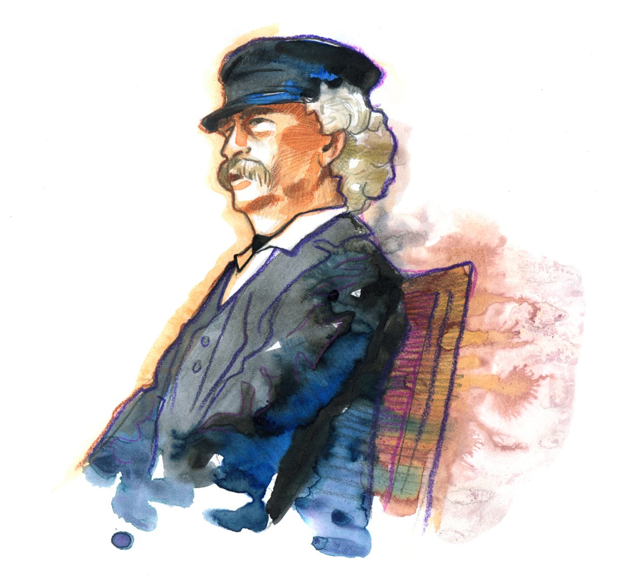 Porträtt av den amerikanske författaren Mark Twain (1835-1910) av Alessandro Lonati