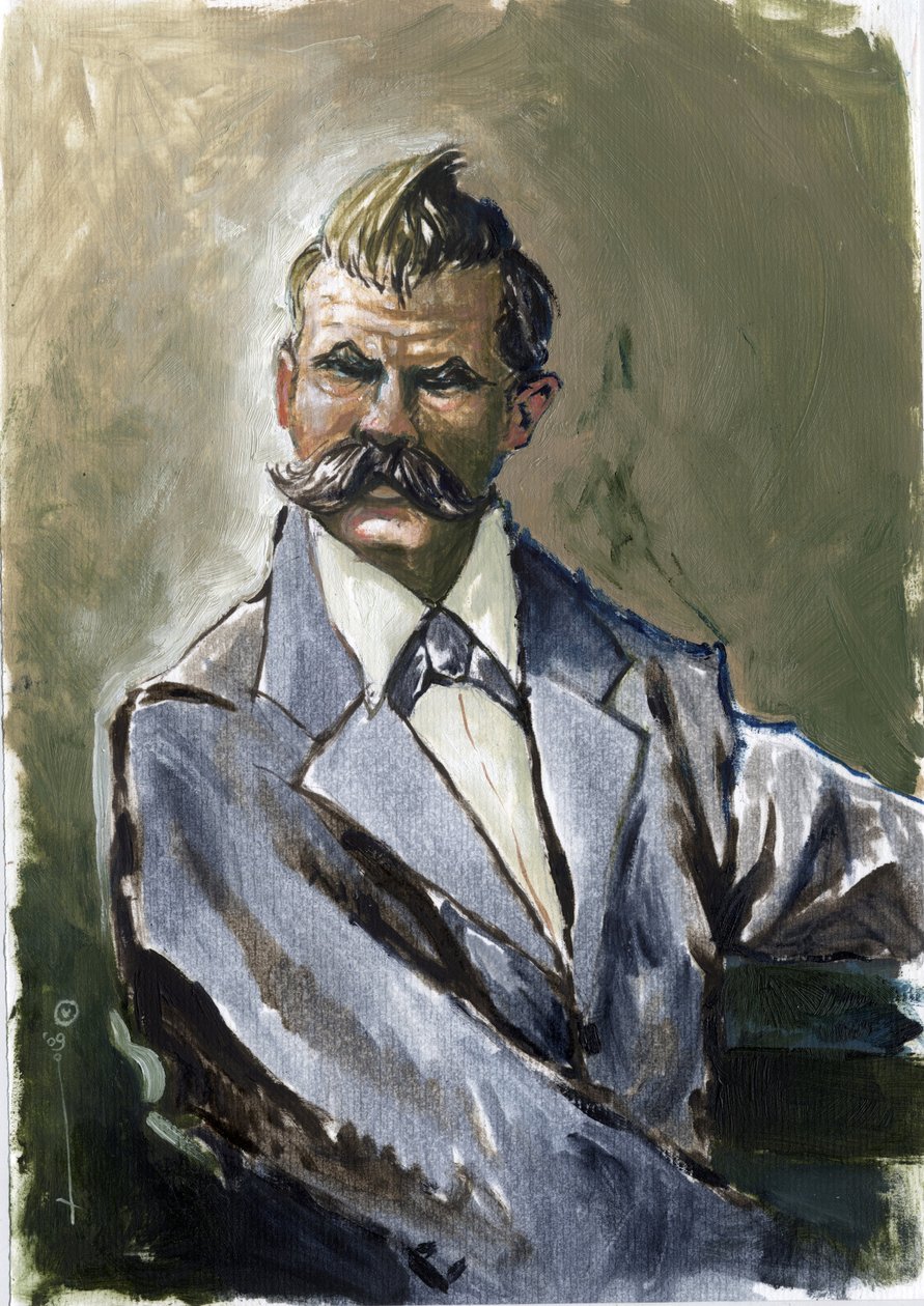 Porträtt av den tyske filosofen Friedrich Nietzsche (1844-1900). av Alessandro Lonati