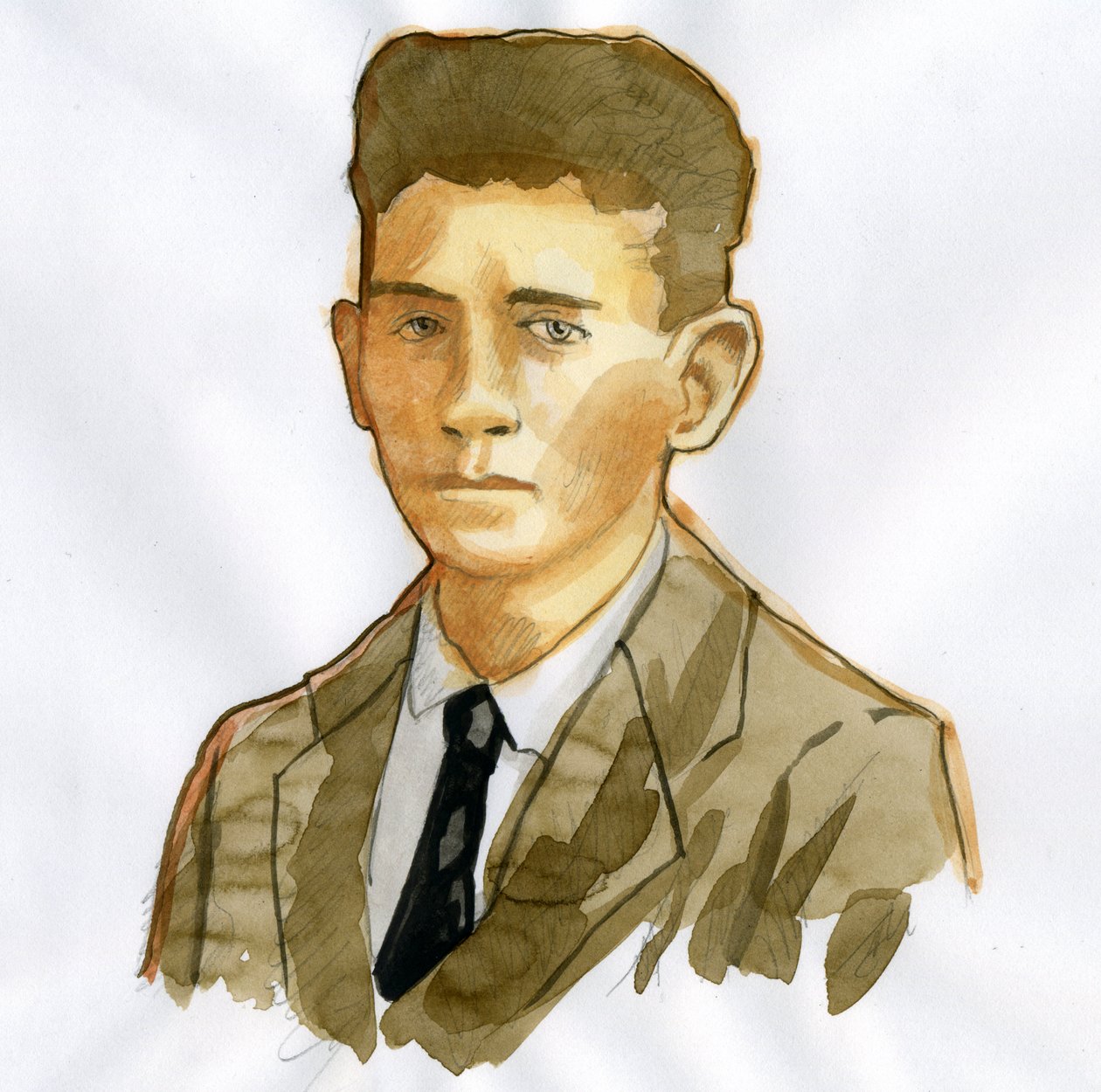 Porträtt av den pragiska författaren Franz Kafka (1883-1924) (Porträtt av den tyskspråkiga romanförfattaren Franz Kafka) av Alessandro Lonati