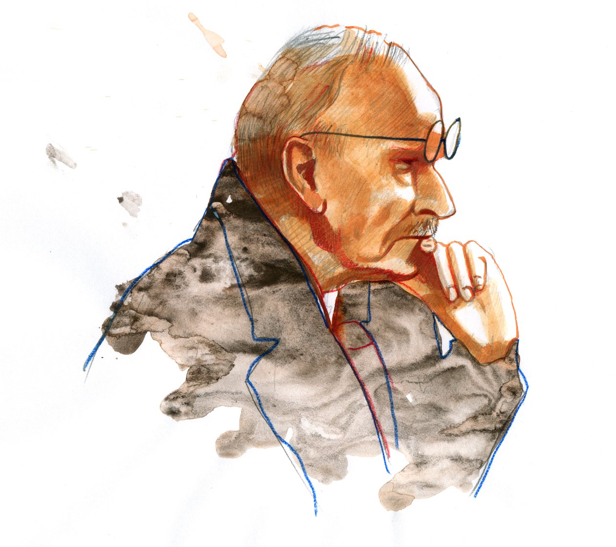 Porträtt av den schweiziska läkaren psykiatern Carl Gustav Jung (1875-1961) (Porträtt av Carl Jung schweizisk psykiater och psykoterapeut som grundade analytisk psykologi) av Alessandro Lonati