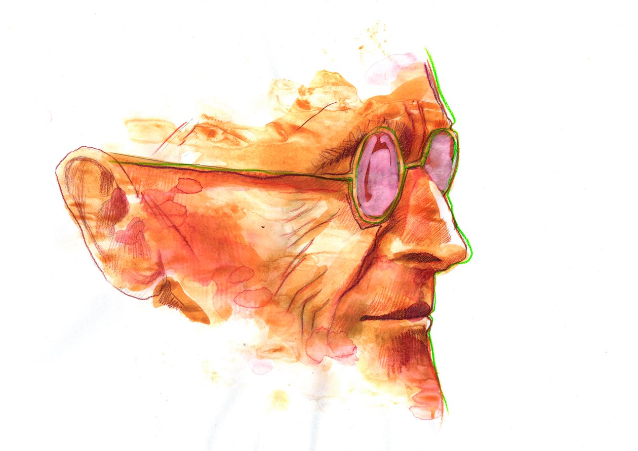 Porträtt av författaren Hermann Hesse (1877-1962) Teckning av Alessandro Lonati