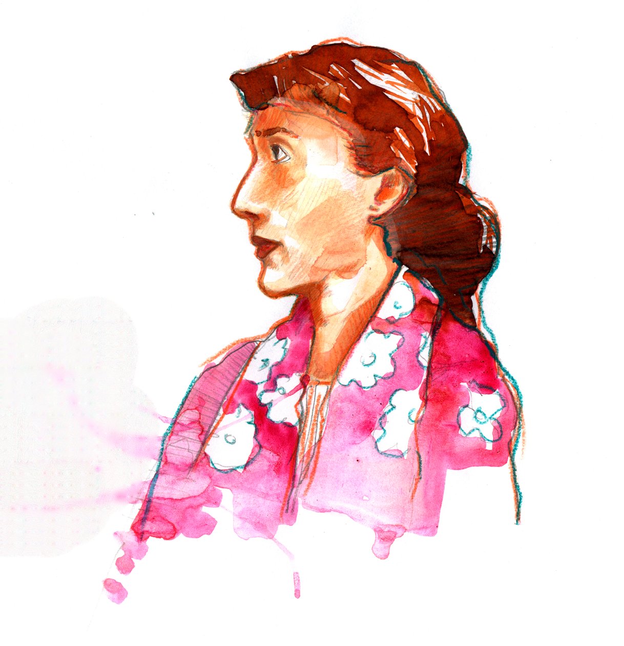 Porträtt av författaren Virginia Woolf (1882-1941) Woman of English Letters (Porträtt av den brittiska författaren Virginia Woolf) av Alessandro Lonati