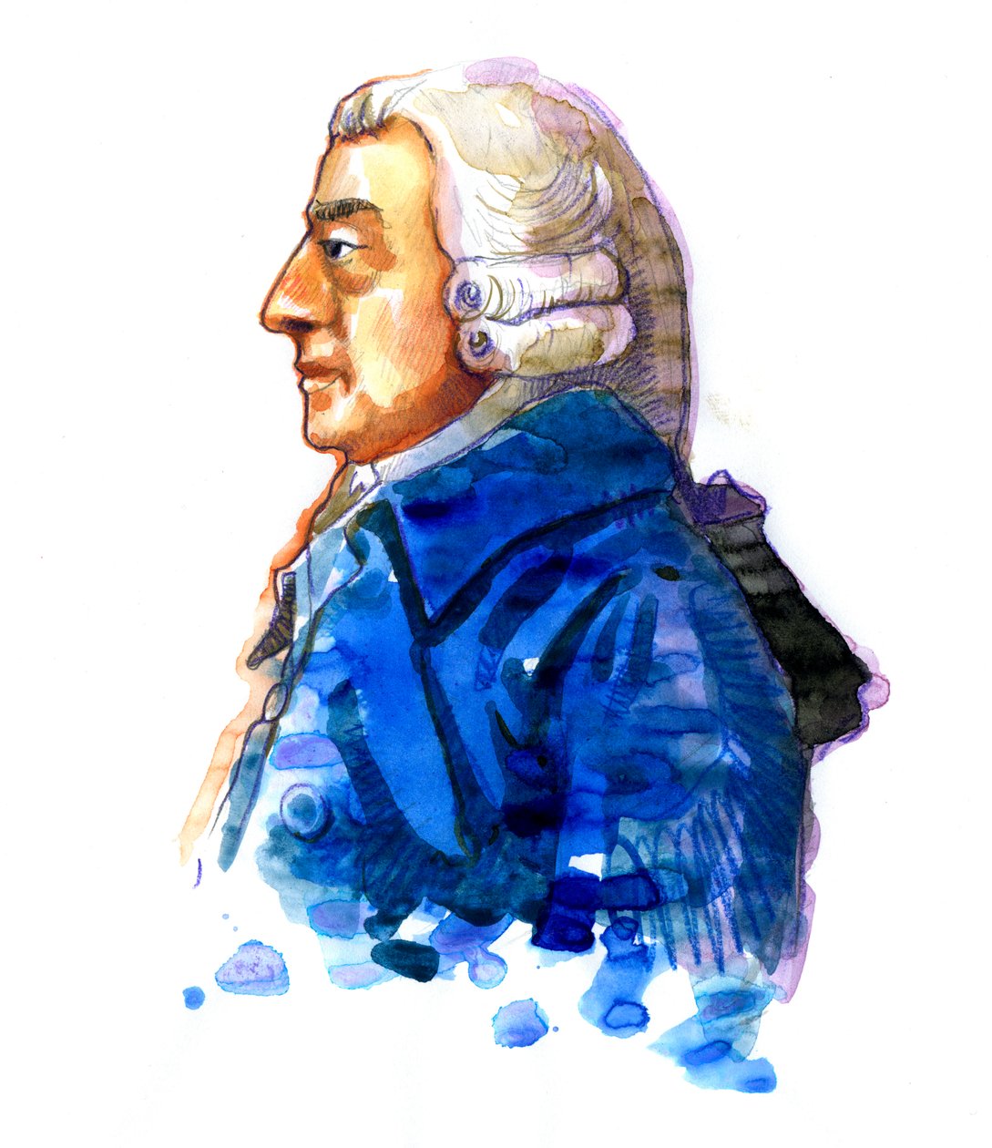 Porträtt av filosofen och ekonomen Adam Smith (1723-1790) Teckning av Alessandro Lonati