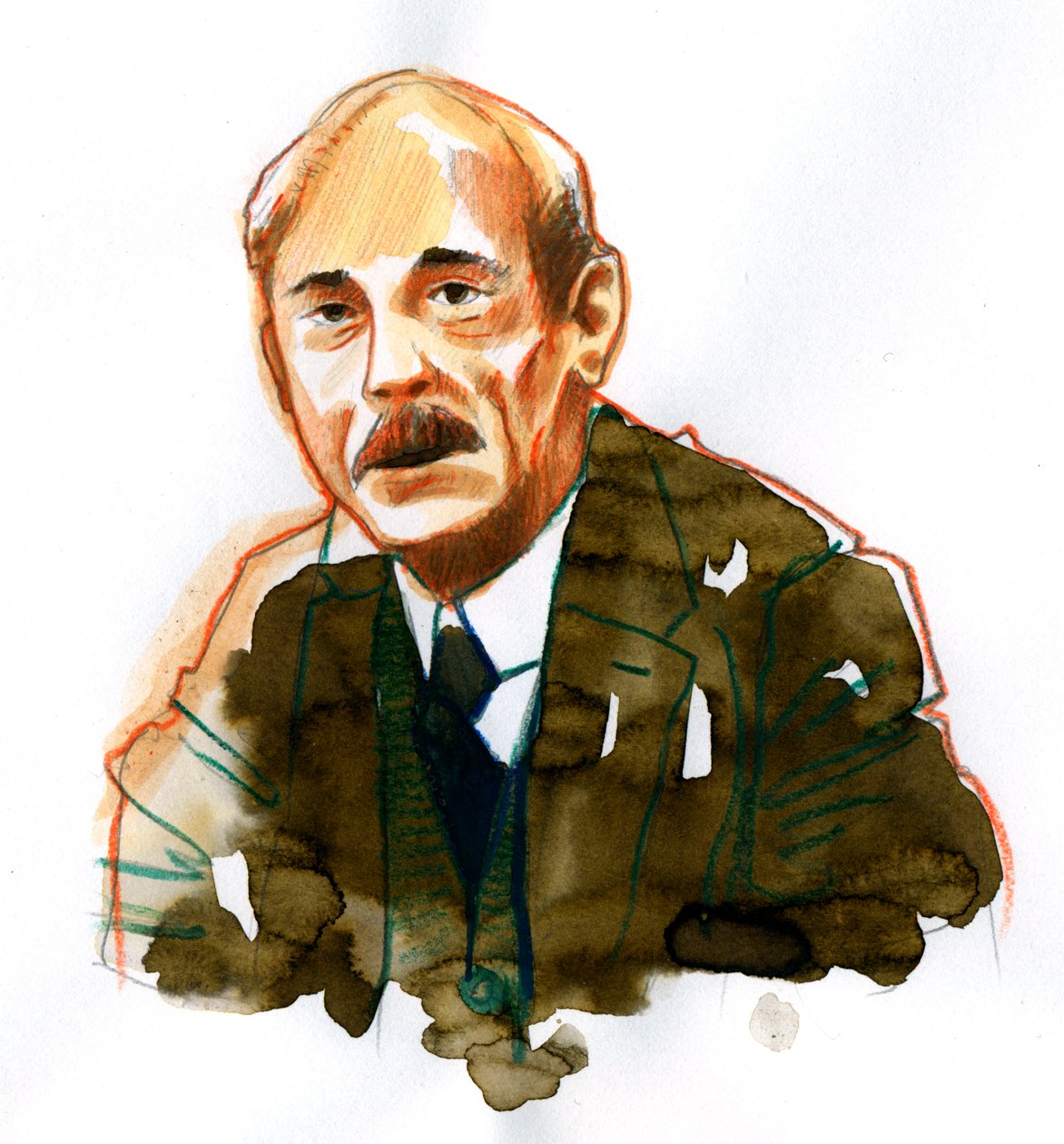 Porträtt av författaren Paul Valery (Porträtt av den engelske författaren Paul Valery) av Alessandro Lonati