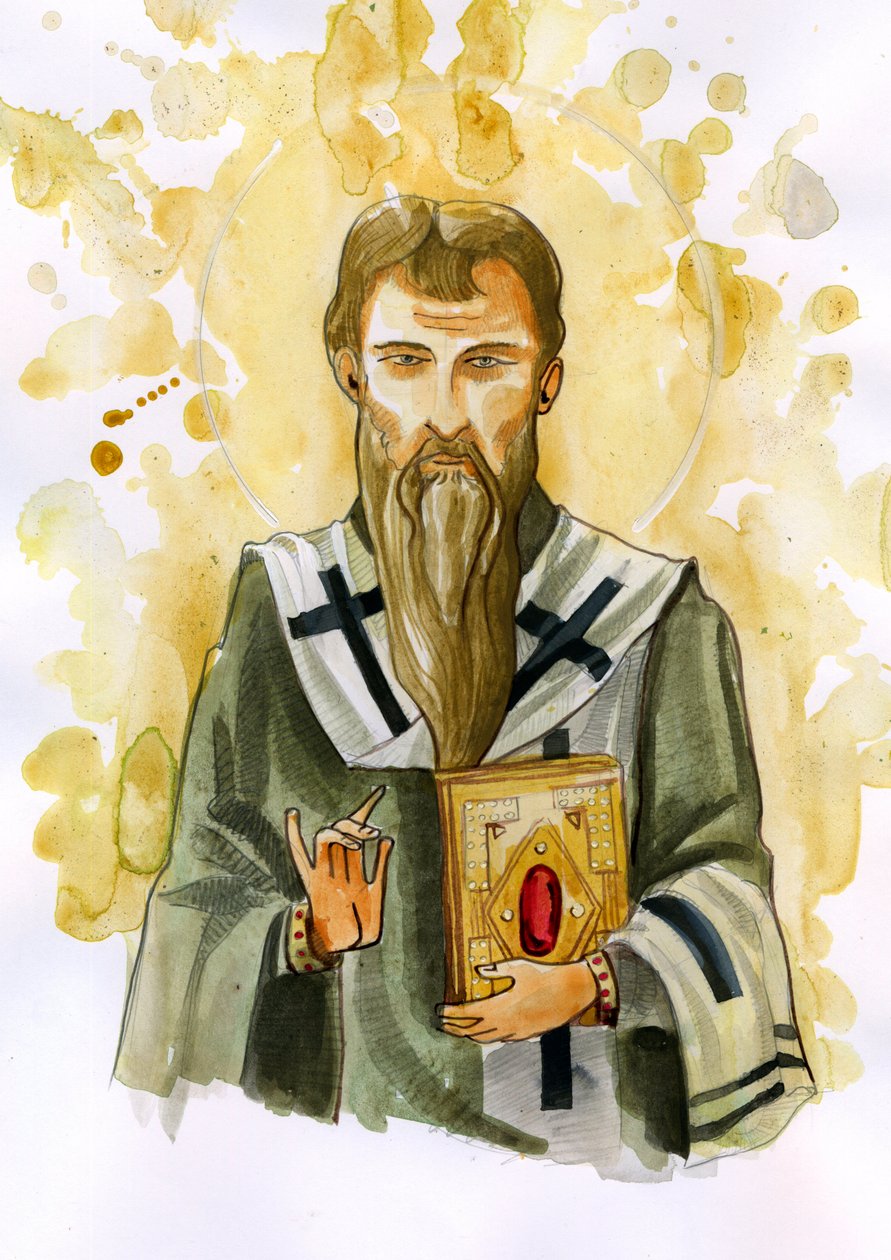 Representation av Basil of Caesarea eller Saint Basil the Great (329-379) - Illustration av Alessandro Lonati av Alessandro Lonati