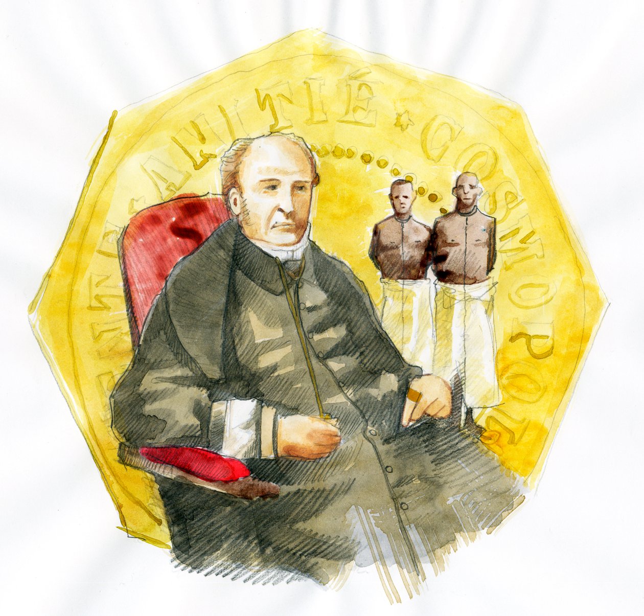 Representation av Victor Schoelcher (1804-1893) fransk politiker (porträtt av den franske abolitionistförfattaren Victor Schoelcher) Illustration av Alessandro Lonati av Alessandro Lonati