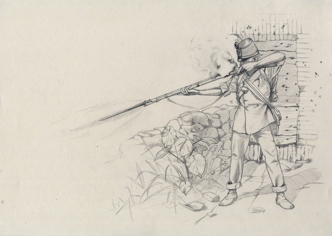 Andra imperiet (1852-1870): infanterist skjuter, soldat från den österrikiska armén, österrikisk-ungerska (österrikisk-ungerska) av Alessandro Lonati