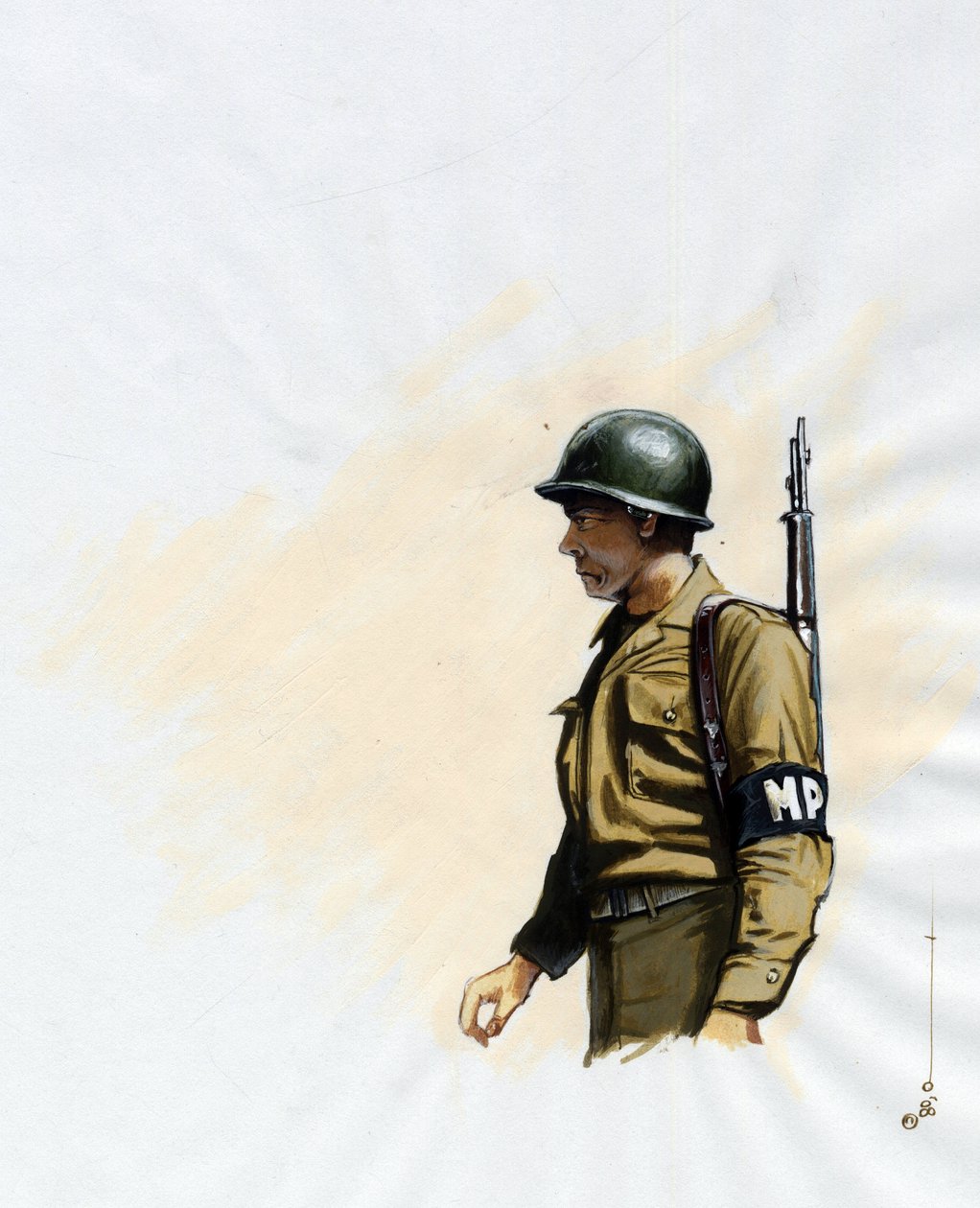 Andra världskriget 1939-1945: soldat från den amerikanska armén mellan 1943 och 1945. Teckning av Alessandro Lonati av Alessandro Lonati