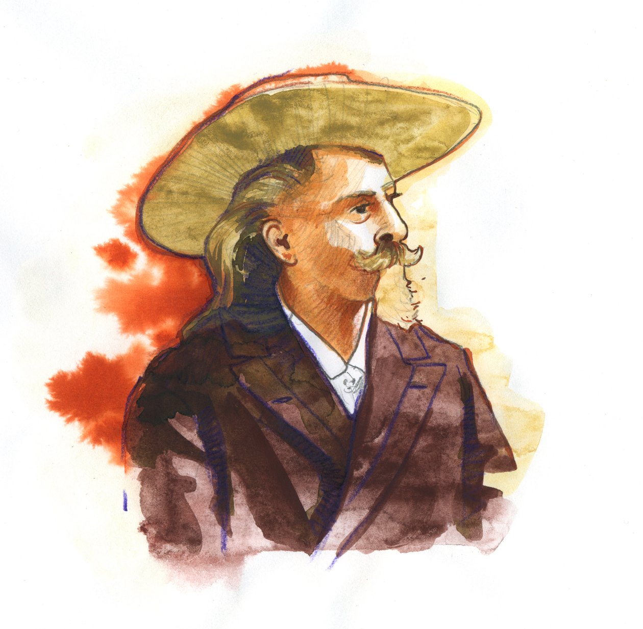 William Frederick Cody - Känd som Buffalo Bill - Porträtt av Buffalo Bill (1846-1917), överste William Cody av Alessandro Lonati