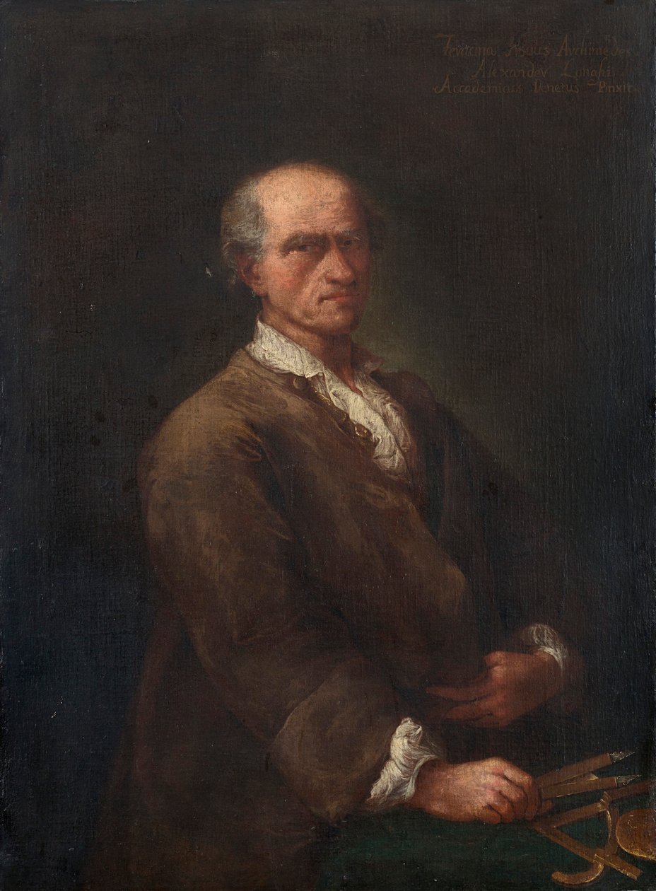 Porträtt av Bartolomeo Ferracina 1692-1777, ca 1770. av Alessandro Longhi