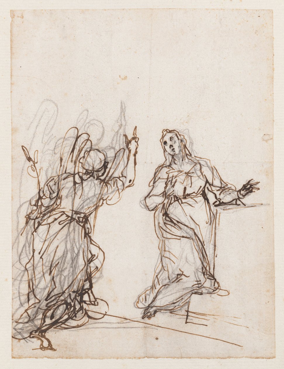 Bebådelsen, tidigt 1600-tal (teckning med penna och bläck) av Alessandro Maganza