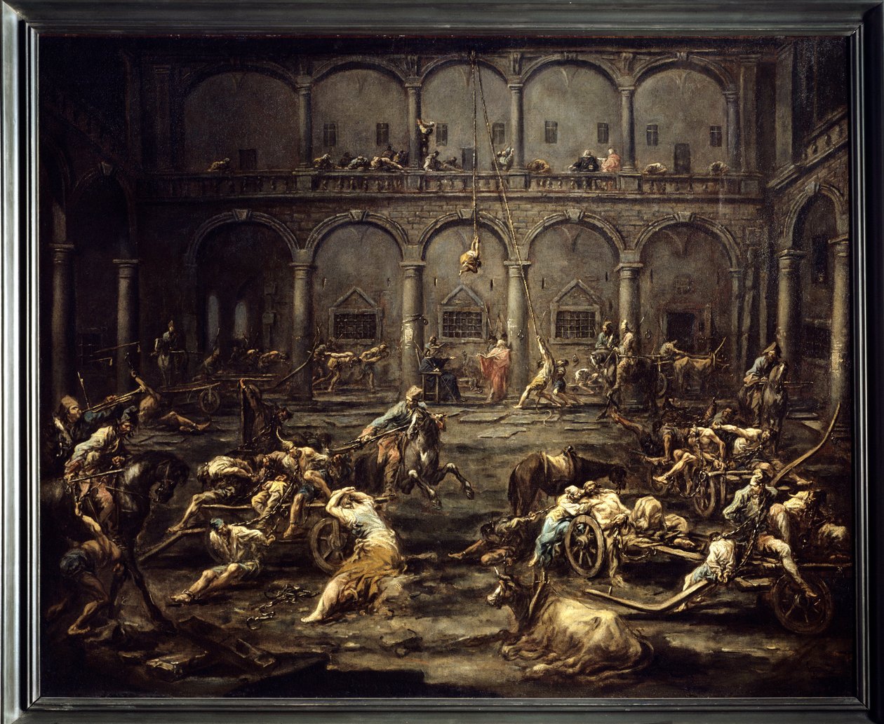 Ankomst av gallerierna till fängelset i Genua Målning av Alessandro Magnasco (1667-1749) 1700-tal sön. 1,16x1,42 m Bordeaux, Museum of Fine Arts. av Alessandro Magnasco
