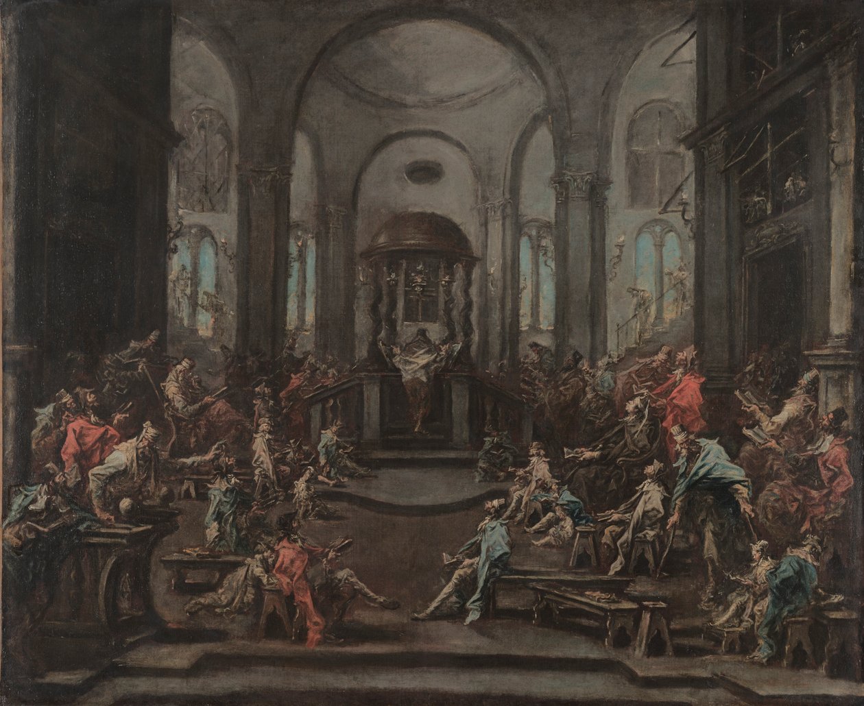 Interiör av en synagoga, ca. 1725-1735. av Alessandro Magnasco