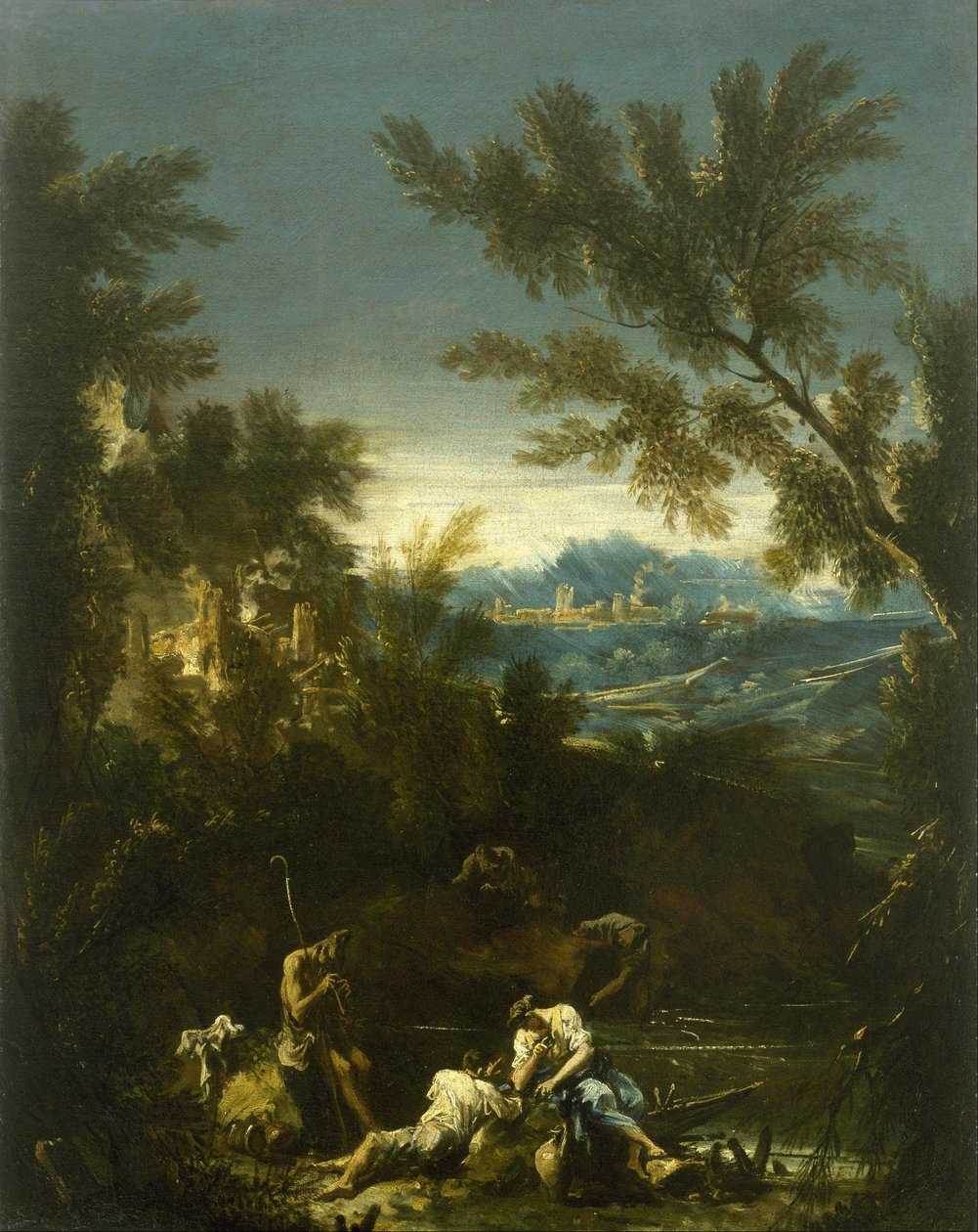 Landskap med figurer av Alessandro Magnasco