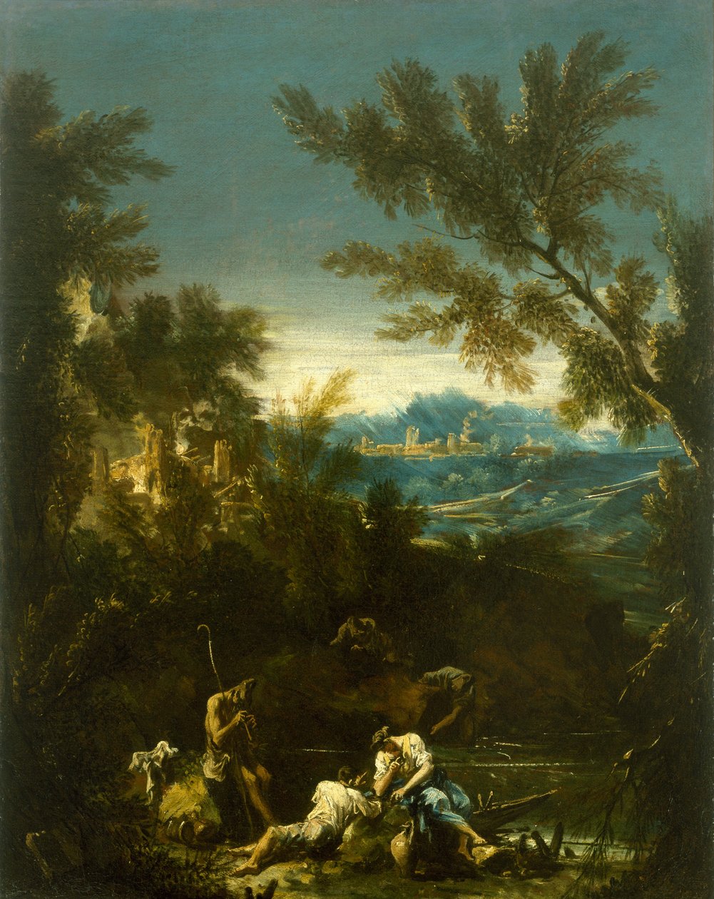 Landskap med figurer, c. 1715 av Alessandro Magnasco