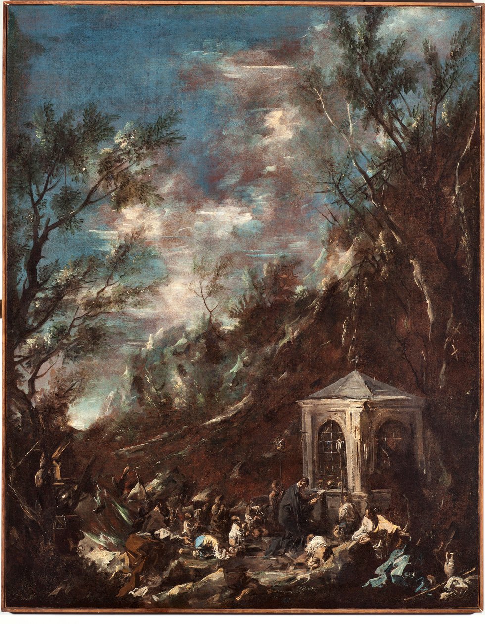 Pilgrimsfärd (pilgrimsfärd) Målning av Alessandro Magnasco aka il Lissandrino (1667-1749) av Alessandro Magnasco