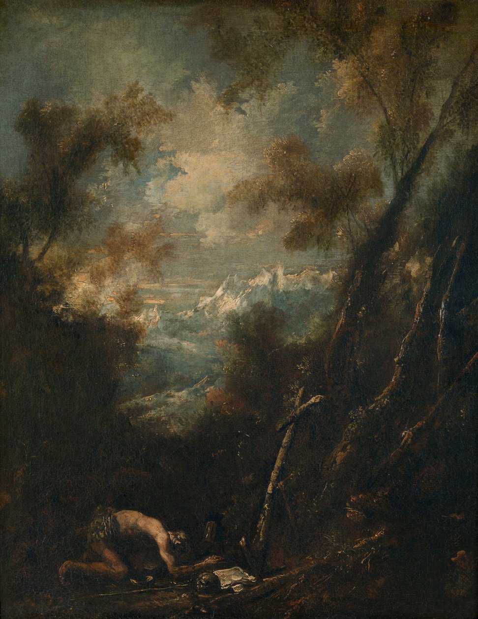 Sankt Hieronymus i ett landskap av Alessandro Magnasco