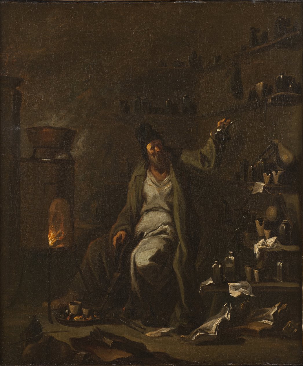 Un alchimiste - An Alchemist, av Magnasco, Alessandro, dit Il Lissandrino (1667-1749). Olja på duk. Mått: 71,5x59,5 cm. Nationalmuseum Stockholm av Alessandro Magnasco