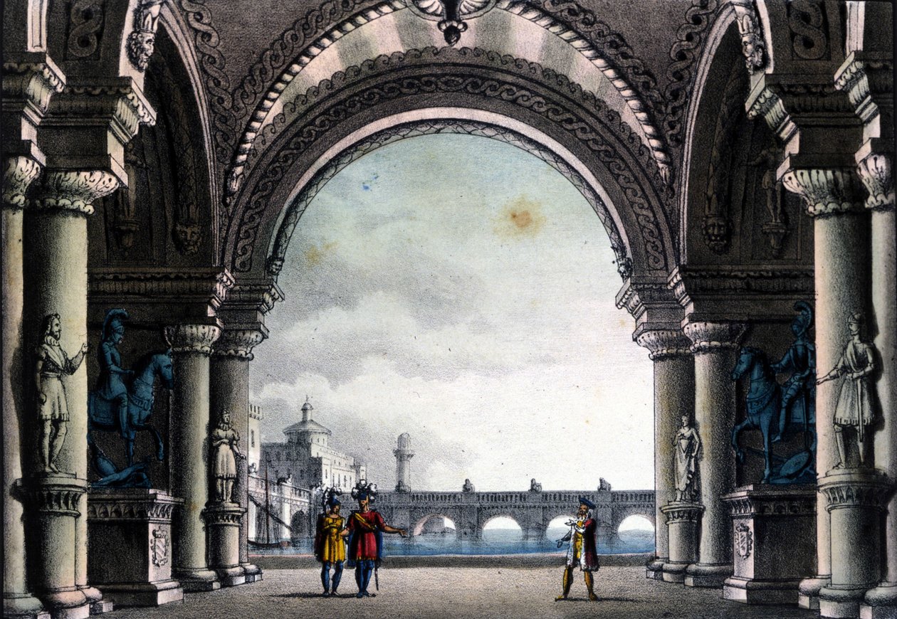 Scenografi av Sanquirico för operan "Bianca och Fernando" av Vincenzo Bellini av Alessandro Sanquirico
