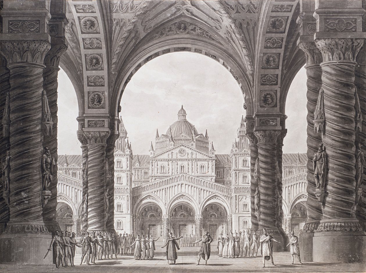 Scenografi för Opera serie I due Valdomiri av Peter Winter. Teatro alla Scala, 1818. av Alessandro Sanquirico