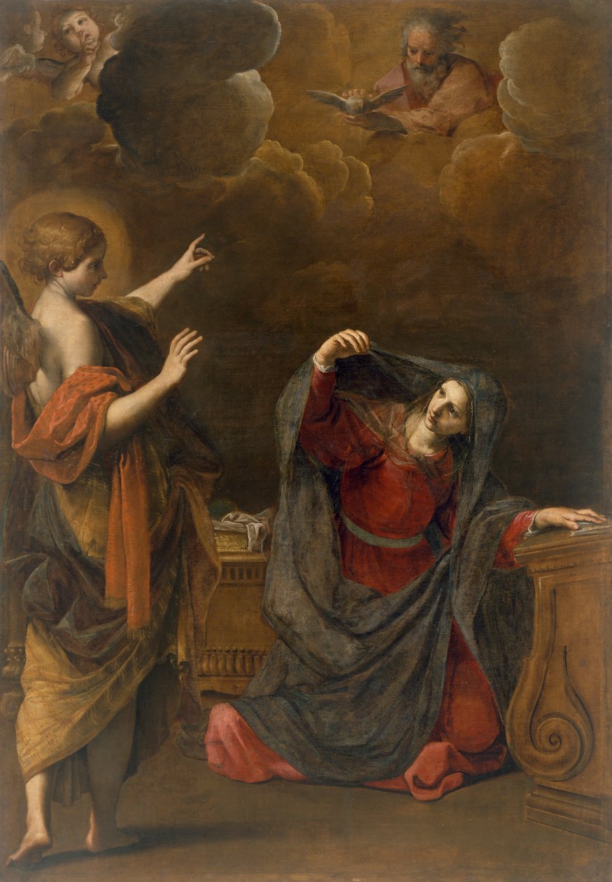 Bebådelse av Alessandro Tiarino (1577-1668), olja på duk, 209x144, 5 cm av Alessandro Tiarini