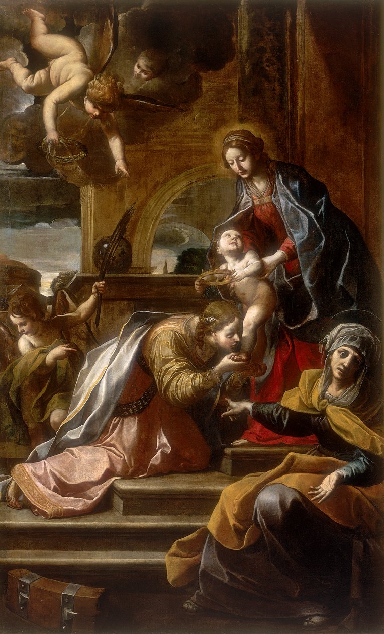 St. Catherines mystiska äktenskap, verk av Alessandro Tiarini, bevarat på Galleria Estense i Modena av Alessandro Tiarini