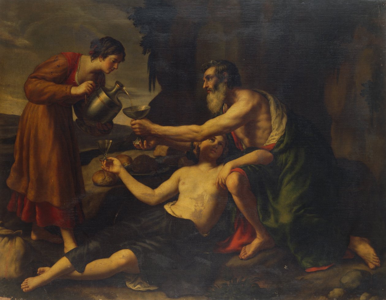 Lot och hans döttrar (olja på duk) av Alessandro Turchi
