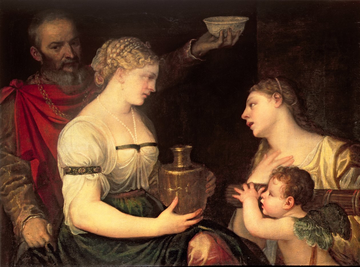 Allegori över det gifta livet som skildrar gudarna Vesta, Hymen, Mars och Venus av Alessandro Varotari