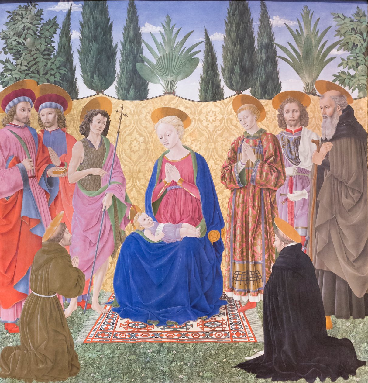 Madonna och barn med helgon, känd som Cafaggiolo altartavla av Alessio Baldovinetti
