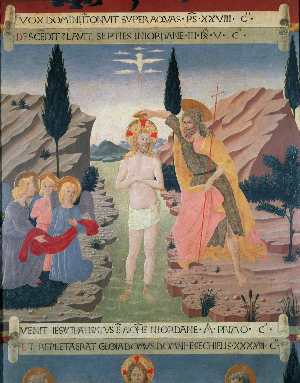 Kristi dop, detalj från lådorna i ett skåp för förvaring av silver, ca 1450-53 (tempera på panel) av Alessio Baldovinetti
