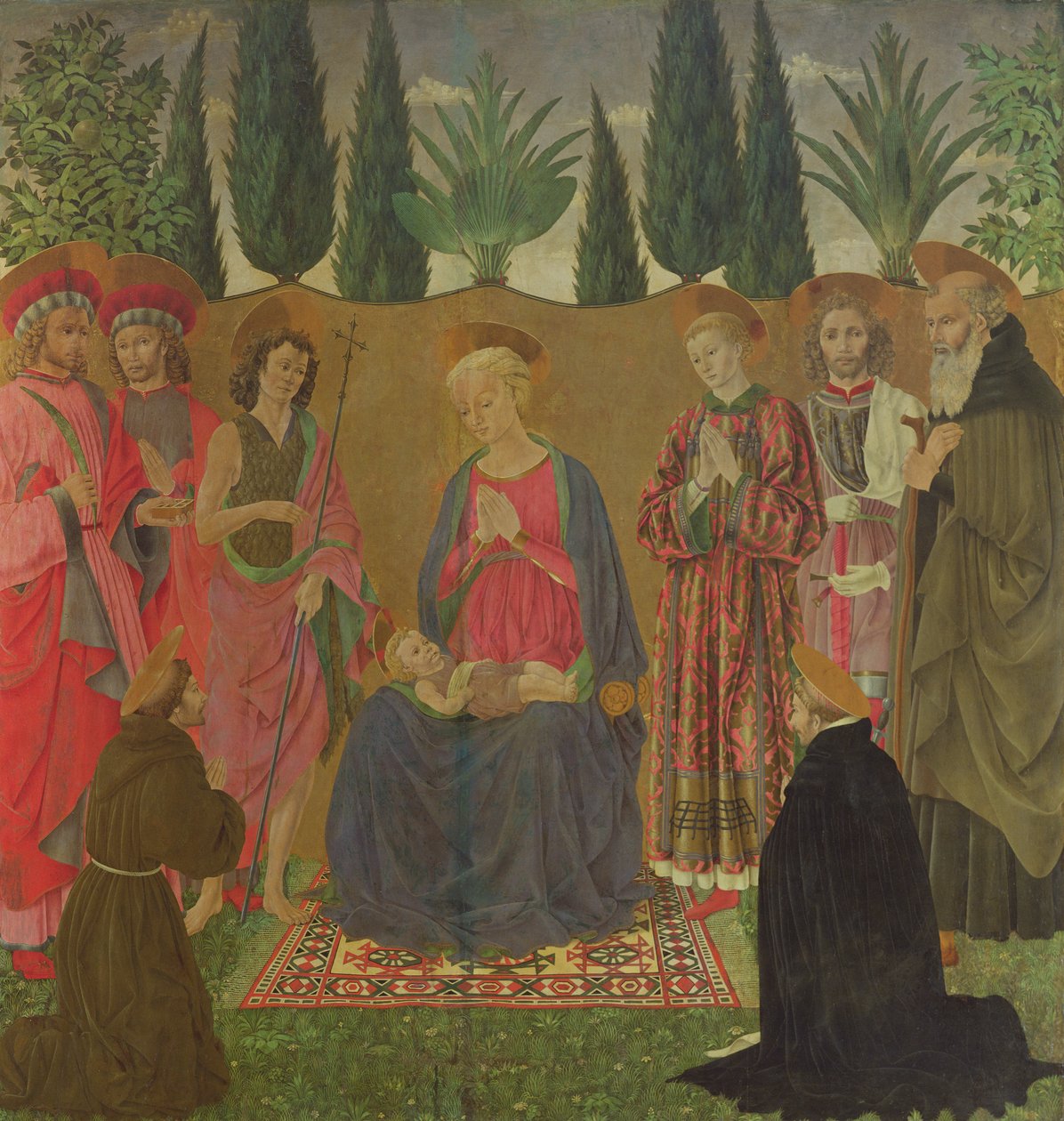 Jungfru och barn med heliga, ca 1455 (tempera på panel) av Alessio Baldovinetti