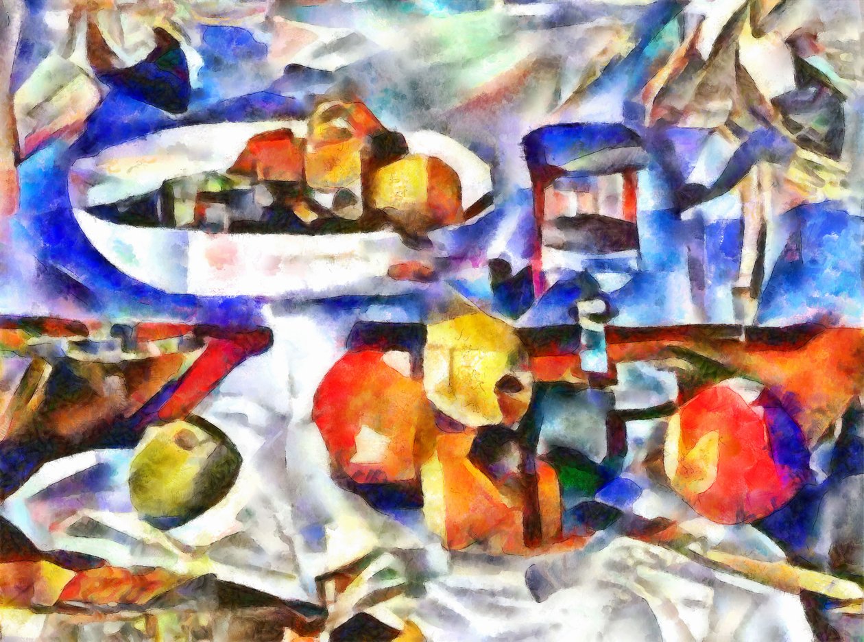 frukt och glas ,2017, av Alex Caminker