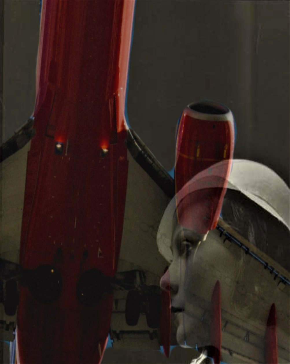 flygande tankar, 2020, (collage) av Alex Caminker