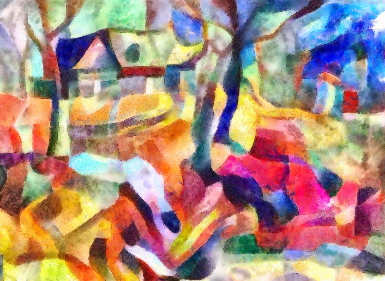 hus i skogen, 2017, (blandade media) av Alex Caminker