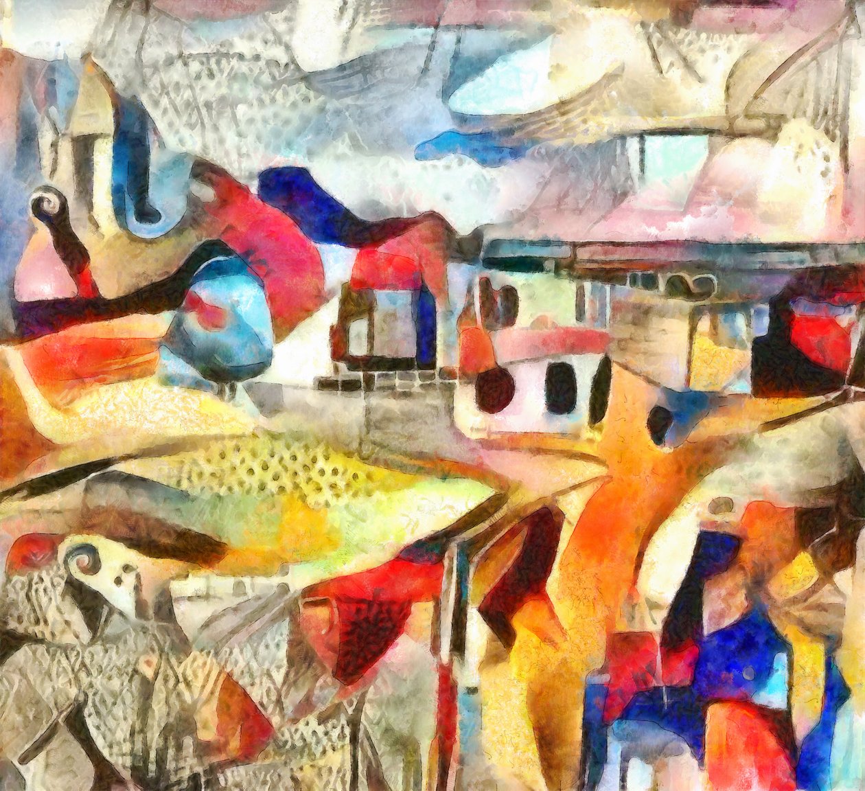 himlen blir rosa, 2017, (blandade media) av Alex Caminker