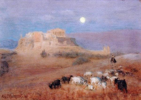 Akropolis i skymningen av Alex J. Mavrogordato