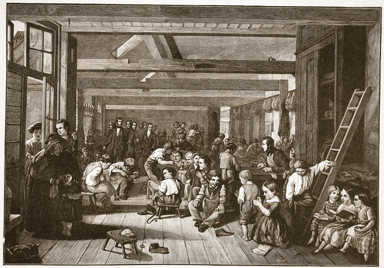 Lord Shaftesburys besök på Westminster Ragged School of Industry, illustration från 