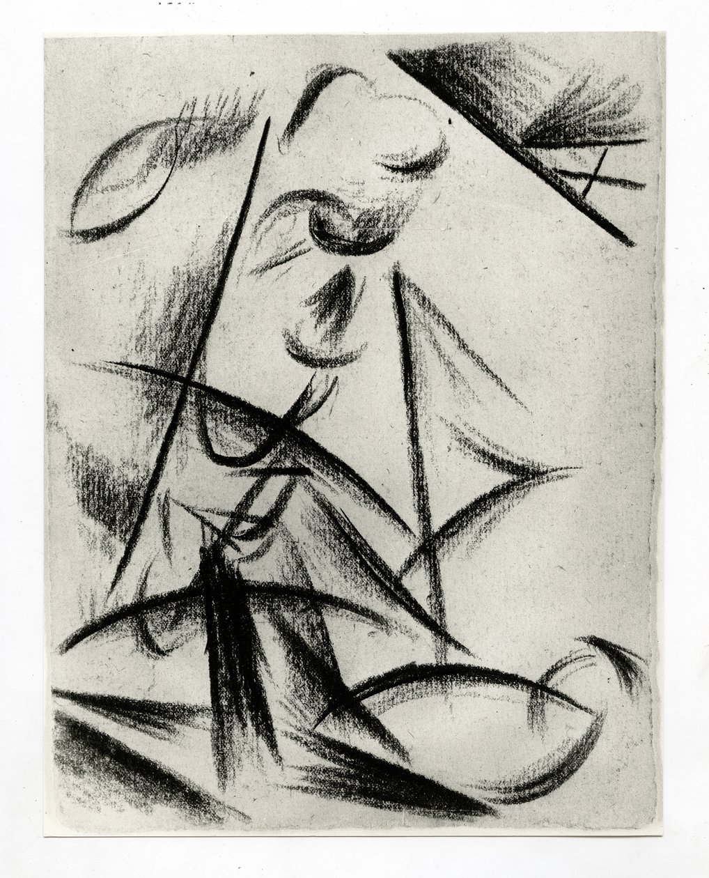 Konstruktion, ca 1914-15 (kol på papper) av Alexander Bogomazov
