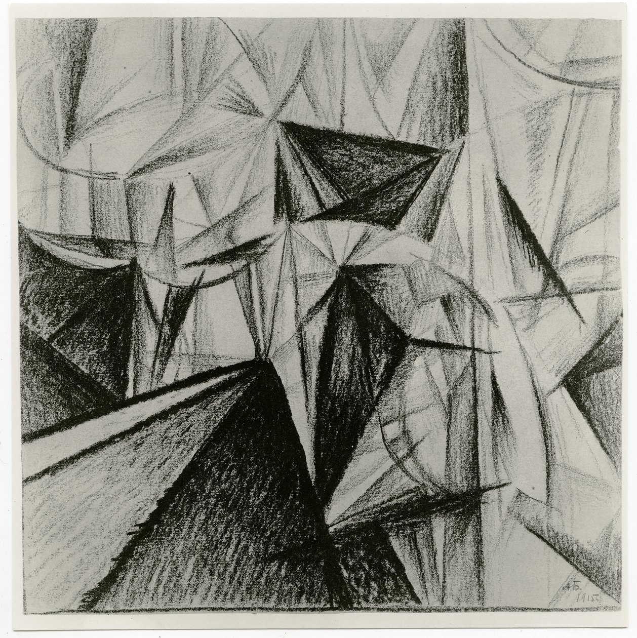 Rayonnistkomposition (Rhythmic Composition), 1915 (kol på papper) av Alexander Bogomazov
