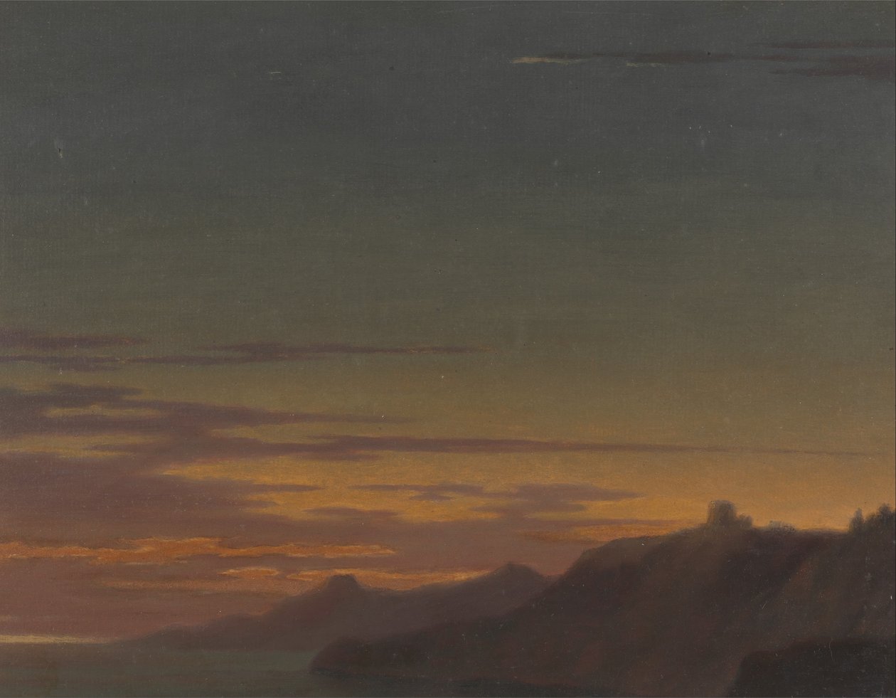 Stäng av dagen- Solnedgång på kusten av Alexander Cozens