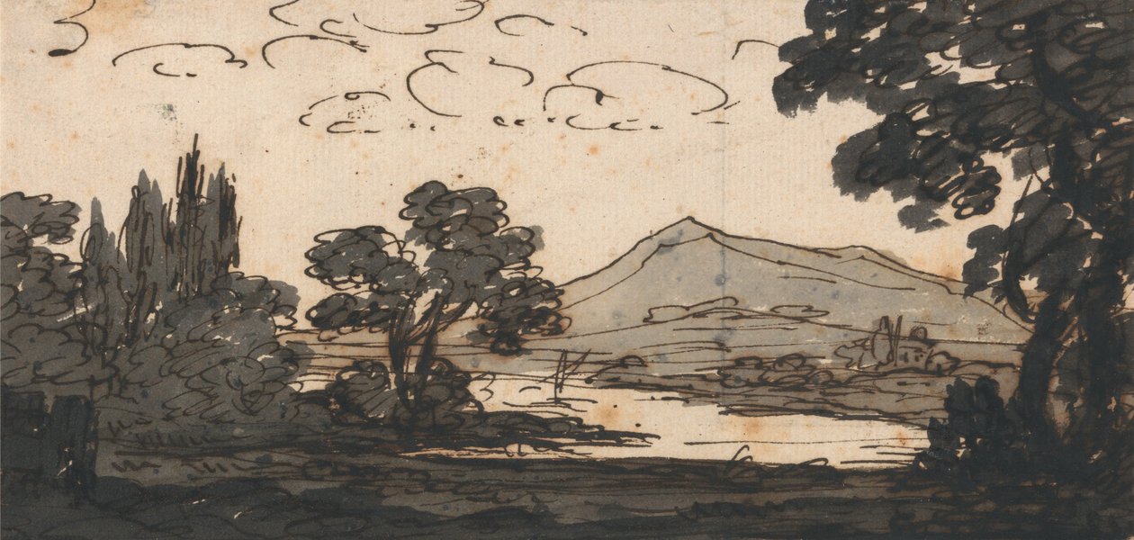 Landskap med berg och sjö av Alexander Cozens