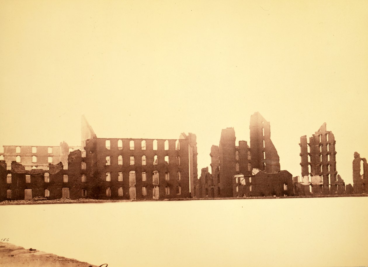 Ruinerna av Gallego Flour Mills, Richmond, Virginia, 1865 (albumen-silvertryck) av Alexander Gardner