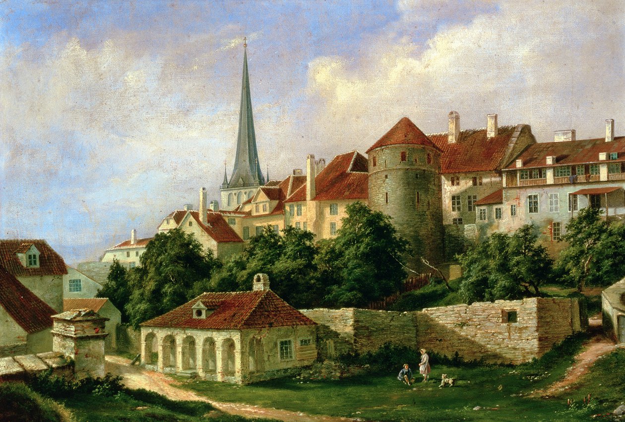 Utsikt över Tallinn med Hattorpe Tower av Alexander Georg Schlater