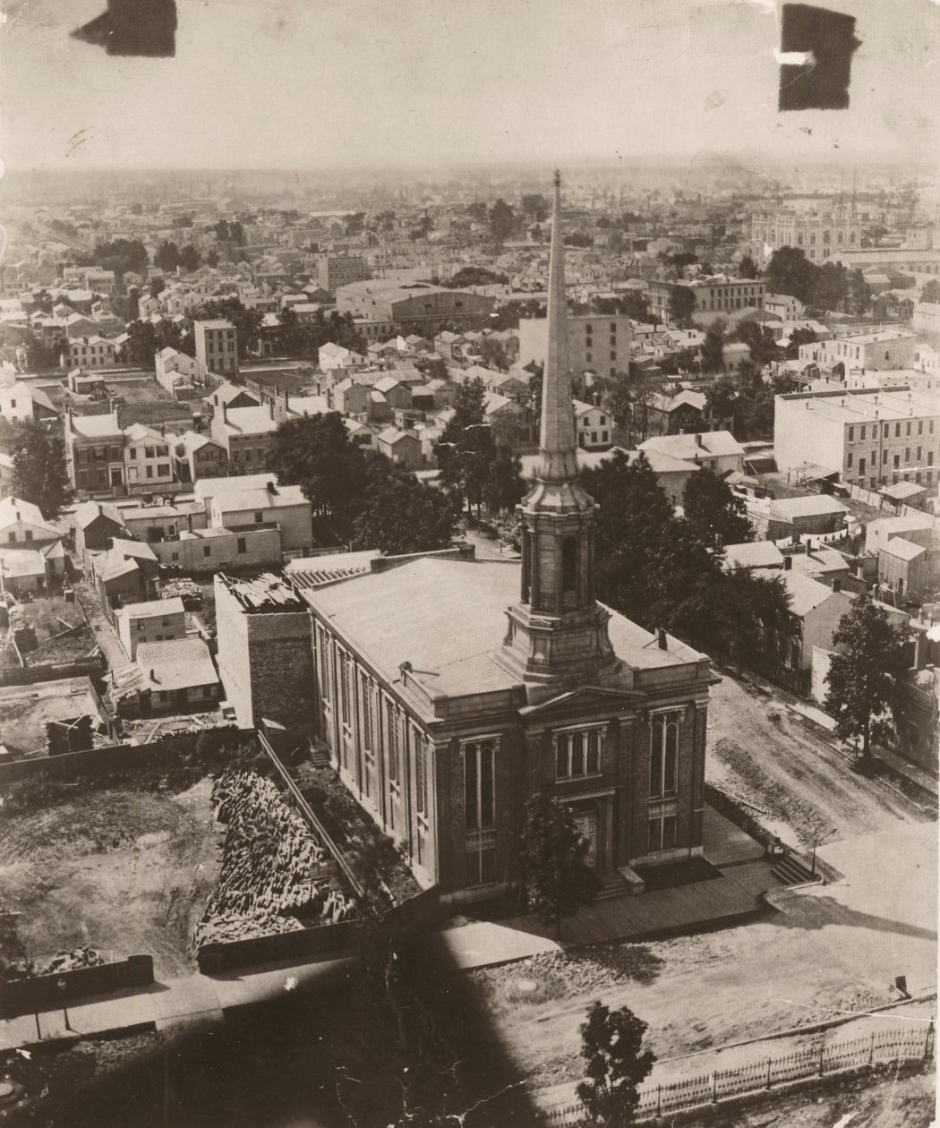 Utsikt sydväst från kupolen på domstolsbyggnaden i Chicago, 1858 av Alexander Hesler