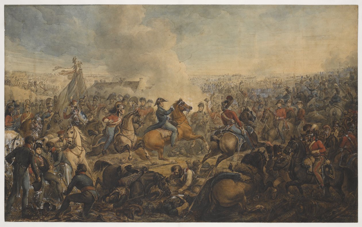 Slaget vid Waterloo, efter ordern om den brittiska arméns framryckning, 1815, c.1815 av Alexander Ivanovich Sauerweid